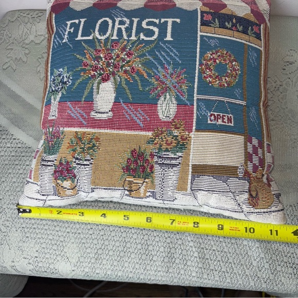 Small Tapestry Flower Shop Florist Floral‎ Design Decorative Throw Pillow 11x11 - Picture 8 of 9